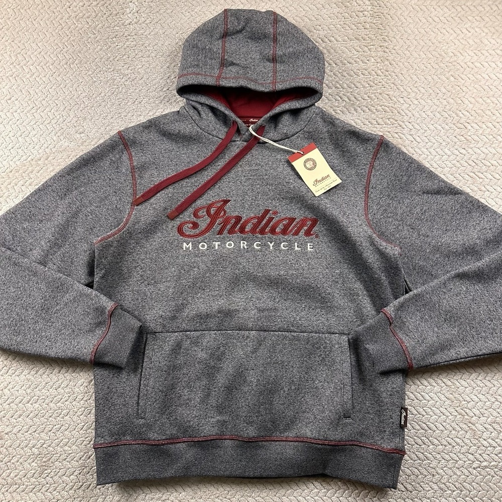 Indian Motorcycle Men's Logo Hoodie Large Headdress Embroidered Pullover Moto